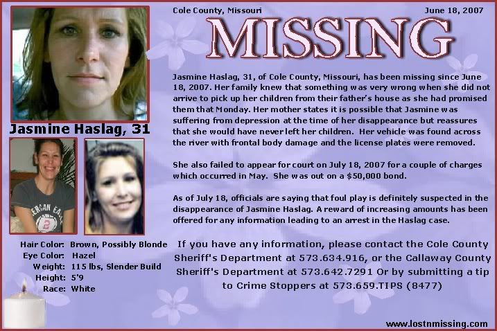 Jasmine Haslag, 31 Missing since 2007