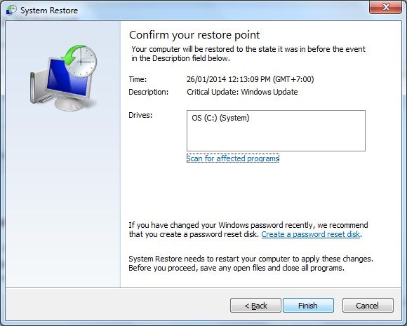 system restore