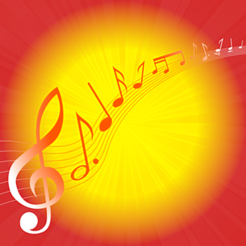 musical notes vector. Red amp;amp; yellow Musical notes