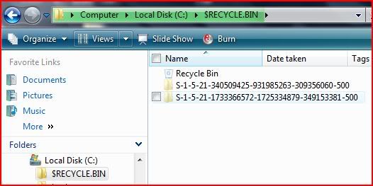 Recycle Bin Windows Vista Disappeared