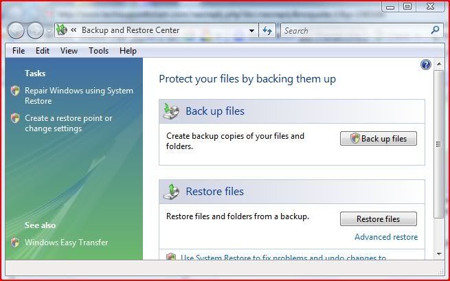 vista system backup and restore