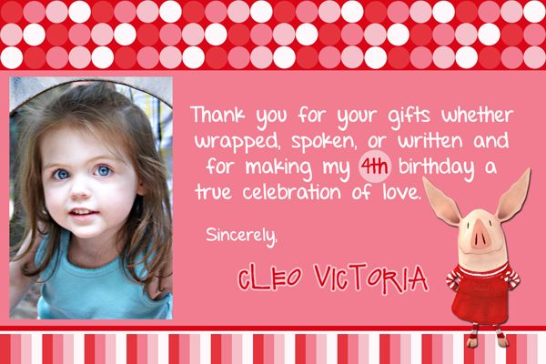 Olivia the Pig Thank you note