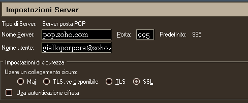 [ Configurazione di un account @zoho.com in Mozilla Thunderbird [