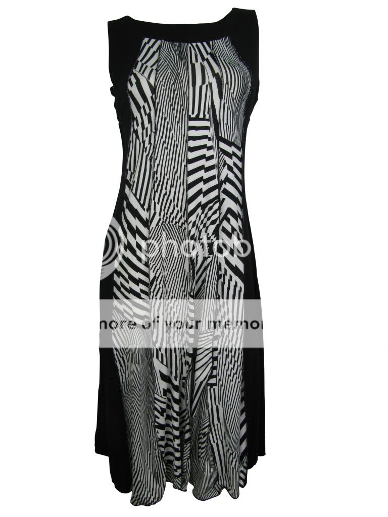 Black & White Sleeveless Stretch Day Dress Size 8 10 12 14 16 New 