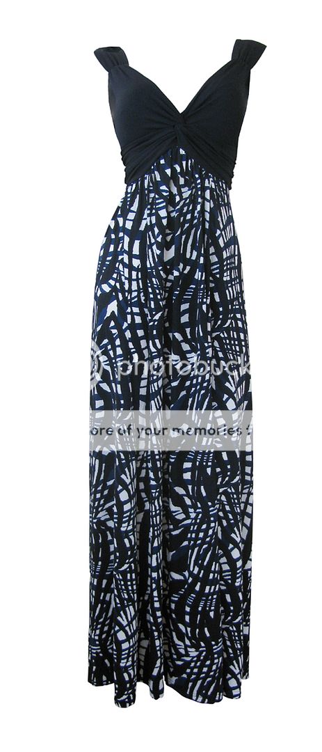 Blue Graphic Print Twist Front Maxi Dress Elise Size 12 New