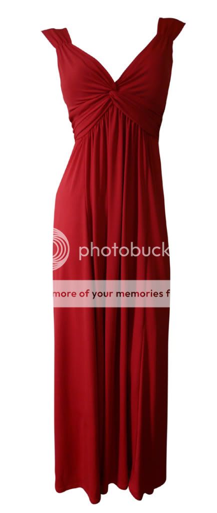 Classic Red Twist Front Maxi Dress Size 18 New