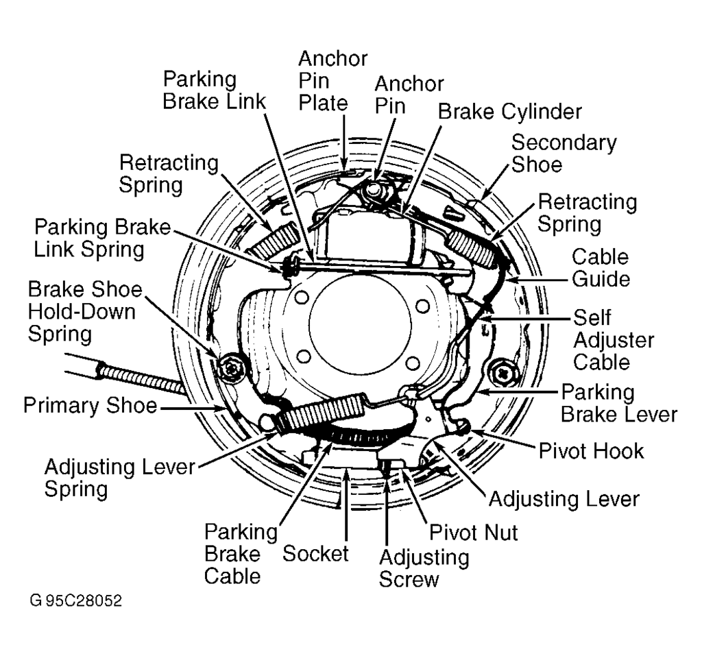 1996 Ford contour rear brake adjuster diagram #2