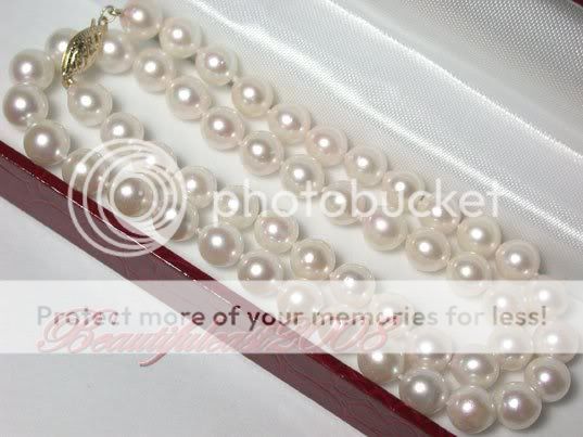 25WHITE 9 10MM AAA AKOYA PEARL NECKLACE 14K/585 CLASP  